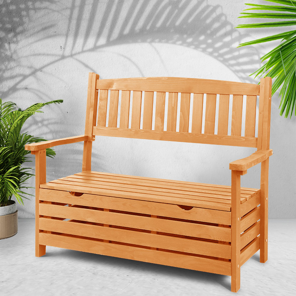 2 Seat Wooden Outdoor Storage Bench