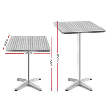 Load image into Gallery viewer, Bar Table Outdoor Furniture Adjustable Aluminium Pub Cafe Indoor Square Gardeon
