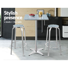 Load image into Gallery viewer, Gardeon Outdoor Bistro Set Bar Table Stools Adjustable Aluminium Cafe 3PC Square
