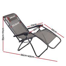 Load image into Gallery viewer, Gardeon Set of 2 Zero Gravity Chairs Reclining Outdoor Furniture Sun Lounge Folding Camping Lounger Grey
