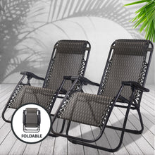 Load image into Gallery viewer, Gardeon Set of 2 Zero Gravity Chairs Reclining Outdoor Furniture Sun Lounge Folding Camping Lounger Grey
