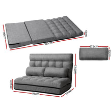 Load image into Gallery viewer, Artiss Lounge Sofa Bed 2-seater Grey Fabric
