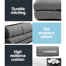 Load image into Gallery viewer, Artiss Lounge Sofa Bed 2-seater Grey Fabric

