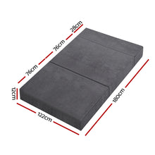 Load image into Gallery viewer, Giselle Bedding Double Size Folding Foam Mattress Portable Bed Mat Velvet Dark Grey

