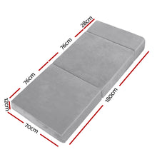 Load image into Gallery viewer, Giselle Bedding Folding Foam Mattress Portable Sofa Bed Lounge Chair Velvet Light Grey
