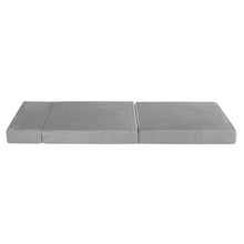 Load image into Gallery viewer, Giselle Bedding Folding Foam Mattress Portable Sofa Bed Lounge Chair Velvet Light Grey
