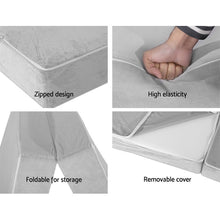 Load image into Gallery viewer, Giselle Bedding Folding Foam Mattress Portable Sofa Bed Lounge Chair Velvet Light Grey
