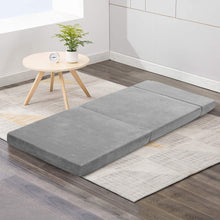 Load image into Gallery viewer, Giselle Bedding Folding Foam Mattress Portable Sofa Bed Lounge Chair Velvet Light Grey
