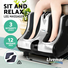 Load image into Gallery viewer, Livemor Foot Massager Ankle Calf Leg Massagers Shiatsu Kneading Rolling Silver
