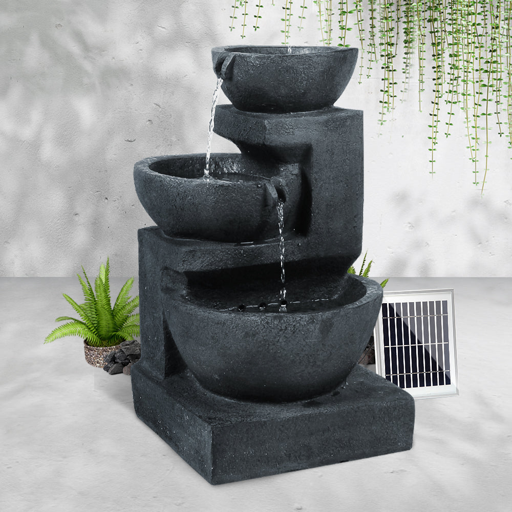 Zenton™ - Tranquil Blue 3 Tier Solar Powered Water Fountain with Light