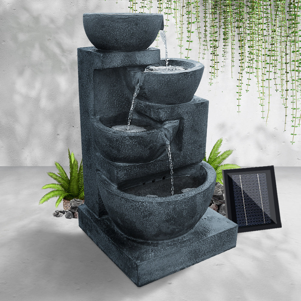 Zenton™ - Tranquil Blue 4 Tier Solar Powered Water Fountain with Light
