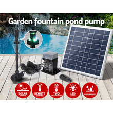 Load image into Gallery viewer, Gardeon Solar Pond Pump with Battery Kit LED Lights 9.8FT
