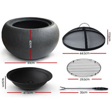 Load image into Gallery viewer, Grillz Fire Pit Bowl Black 61cm
