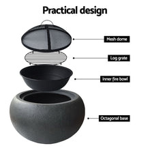 Load image into Gallery viewer, Grillz Fire Pit Bowl Black 61cm
