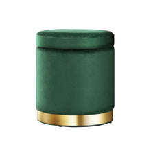 Load image into Gallery viewer, Artiss Storage Ottoman Foot Stool Round Velvet Foot Rest Pouffe Footstool Green
