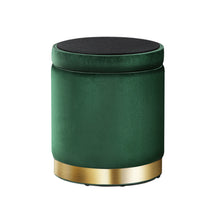 Load image into Gallery viewer, Artiss Storage Ottoman Foot Stool Round Velvet Foot Rest Pouffe Footstool Green
