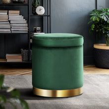 Load image into Gallery viewer, Artiss Storage Ottoman Foot Stool Round Velvet Foot Rest Pouffe Footstool Green
