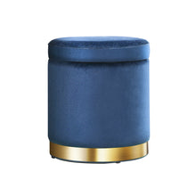 Load image into Gallery viewer, Artiss Foot Stool Round Velvet Storage Ottoman Foot Rest Pouffe Footstool Navy
