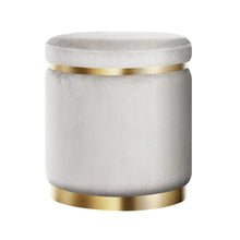 Load image into Gallery viewer, Artiss Round Velvet Ottoman Foot Stool Foot Rest Pouffe Pouf Padded Seat Grey
