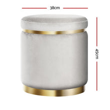 Load image into Gallery viewer, Artiss Round Velvet Ottoman Foot Stool Foot Rest Pouffe Pouf Padded Seat Grey

