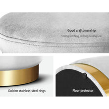 Load image into Gallery viewer, Artiss Round Velvet Ottoman Foot Stool Foot Rest Pouffe Pouf Padded Seat Grey
