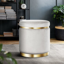 Load image into Gallery viewer, Artiss Round Velvet Ottoman Foot Stool Foot Rest Pouffe Pouf Padded Seat Grey
