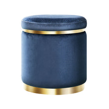 Load image into Gallery viewer, Artiss Foot Stool Round Velvet Ottoman Foot Rest Pouf Padded Seat Footstool Navy
