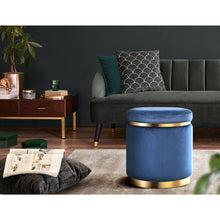 Load image into Gallery viewer, Artiss Foot Stool Round Velvet Ottoman Foot Rest Pouf Padded Seat Footstool Navy
