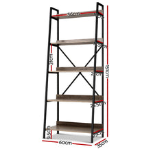 Load image into Gallery viewer, Artiss Bookshelf 5Tier Metal Bookcase Bookshelves Oak Book Shelf Display Storage
