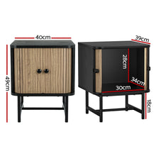Load image into Gallery viewer, Artiss Bedside Table Side End Table Slidng Doors Storage Nightstand Black BORIS
