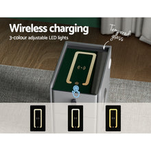 Load image into Gallery viewer, Artiss Smart Bedside Table 2 Drawers with Wireless Charging Ports LED Grey AIDA
