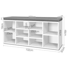 Load image into Gallery viewer, Fabric Shoe Bench with Storage Cubes - White
