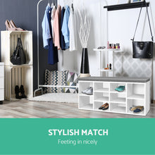 Load image into Gallery viewer, Fabric Shoe Bench with Storage Cubes - White
