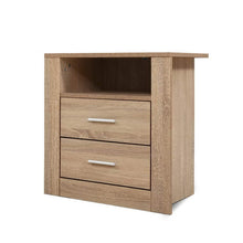 Load image into Gallery viewer, Bedside Table With Drawers and Storage - Oak
