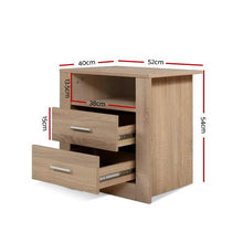 Load image into Gallery viewer, Bedside Table With Drawers and Storage - Oak
