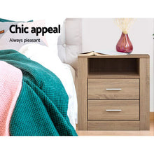 Load image into Gallery viewer, Bedside Table With Drawers and Storage - Oak
