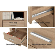 Load image into Gallery viewer, Bedside Table With Drawers and Storage - Oak
