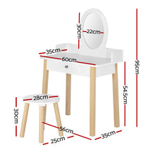 Load image into Gallery viewer, Keezi Kids Vanity Makeup Dressing Table Chair Set Wooden Leg Drawer Mirror White
