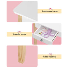 Load image into Gallery viewer, Keezi Kids Vanity Makeup Dressing Table Chair Set Wooden Leg Drawer Mirror White
