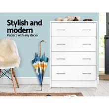 Load image into Gallery viewer, Artiss Tallboy 4 Drawers Storage Cabinet - White
