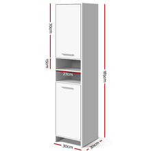 Load image into Gallery viewer, 185cm Bathroom Tallboy Storage Cabinet With Adjustable Shelf - White

