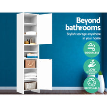 Load image into Gallery viewer, 185cm Bathroom Tallboy Storage Cabinet With Adjustable Shelf - White

