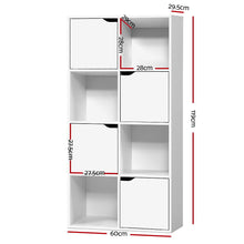 Load image into Gallery viewer, Artiss Display Shelf 8 Cube Storage 4 Door Cabinet Organiser Bookshelf Unit White
