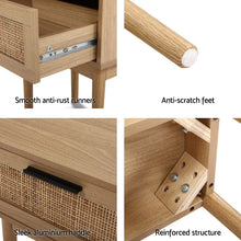 Load image into Gallery viewer, Artiss Bedside Tables Table 1 Drawer Storage Cabinet Rattan Wood Nightstand
