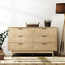 Load image into Gallery viewer, Artiss 6 Chest of Drawers Rattan Tallboy Cabinet Bedroom Clothes Storage Wood
