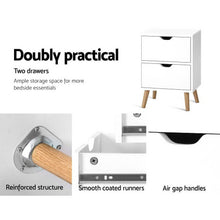 Load image into Gallery viewer, Artiss Bedside Tables Drawers Side Table Nightstand White Storage Cabinet Wood
