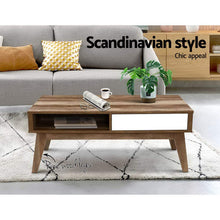 Load image into Gallery viewer, Scandinavian Wooden White Coffee Table with 2 Storage Drawers Open Shelf
