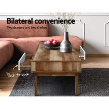 Load image into Gallery viewer, Scandinavian Wooden White Coffee Table with 2 Storage Drawers Open Shelf
