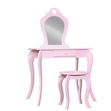 Load image into Gallery viewer, Keezi Pink Kids Vanity Dressing Table Stool Set Mirror Princess Children Makeup
