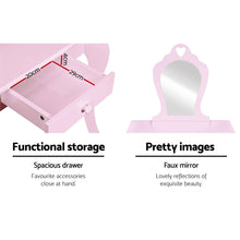 Load image into Gallery viewer, Keezi Pink Kids Vanity Dressing Table Stool Set Mirror Princess Children Makeup
